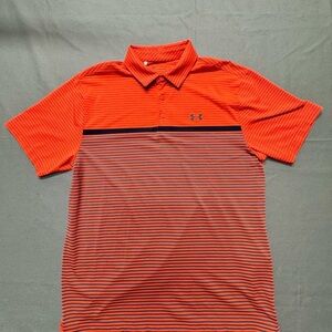 Under Armour Men's Red and Black Striped Polo Shirt